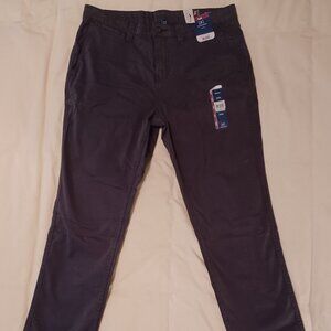 George Men's Slim Straight Chino Pants Grey Size 34 Waist x 30 Inseam NWT